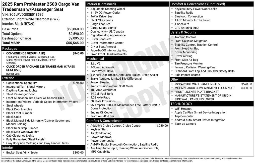ram promaster cargo van 2025 3C6LRVDG8SE518589 image ram promaster cargo van 2025 3C6LRVDG8SE518589 image